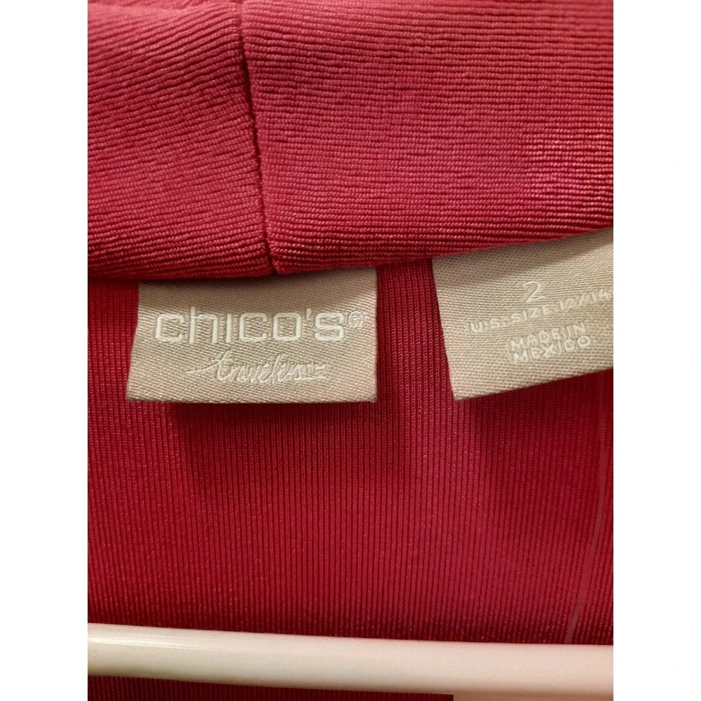 New Chicos Travelers Split Sleeve Jacket Ruby Red Size 2 Open Cardigan Casual... - Picture 5 of 10
